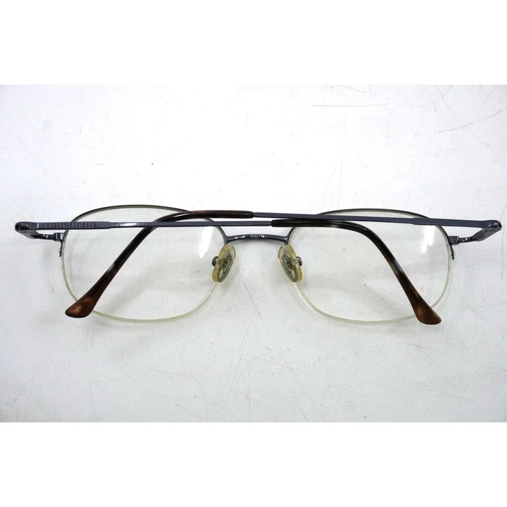 Harley Davidson Half Rim Eyeglasses Frame HD 215 Black Metal 50-19-135 2003 HD